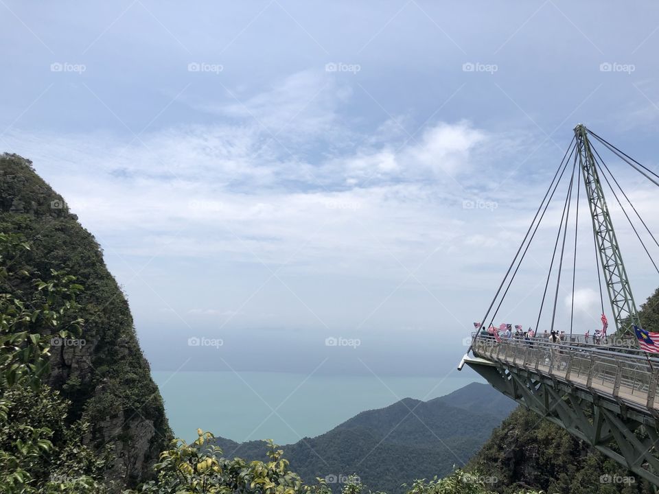 Hill view and suspension bridge 