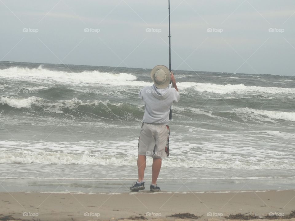 fishing at the beach