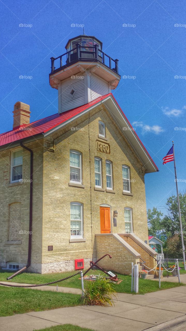 Lighthouse . Historic Lighthouse on a Hill