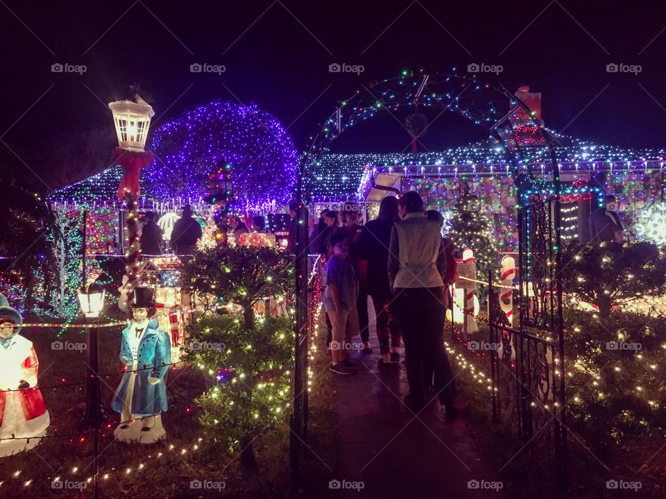 Christmas lighting with  family 