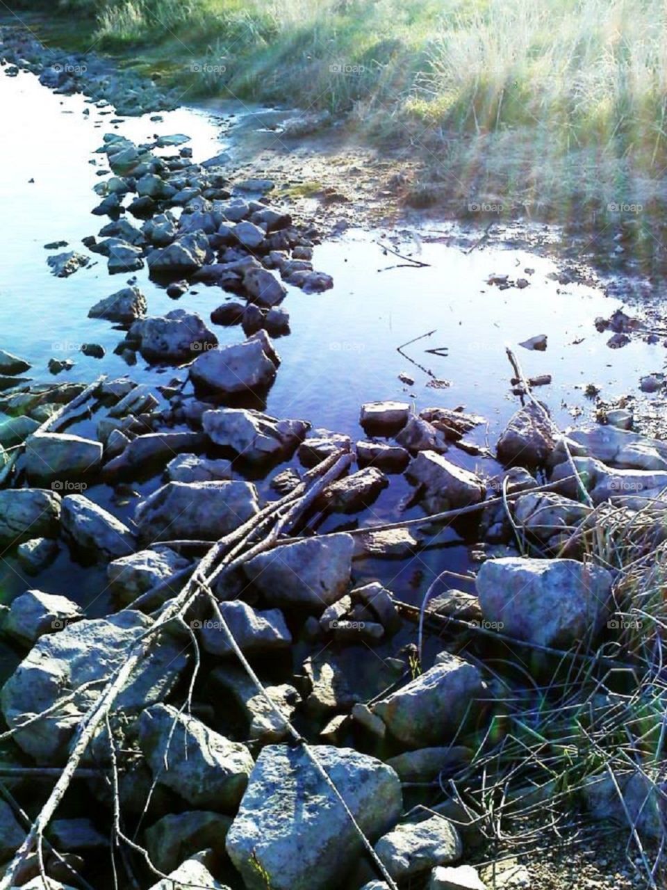Rocks by the lake shore