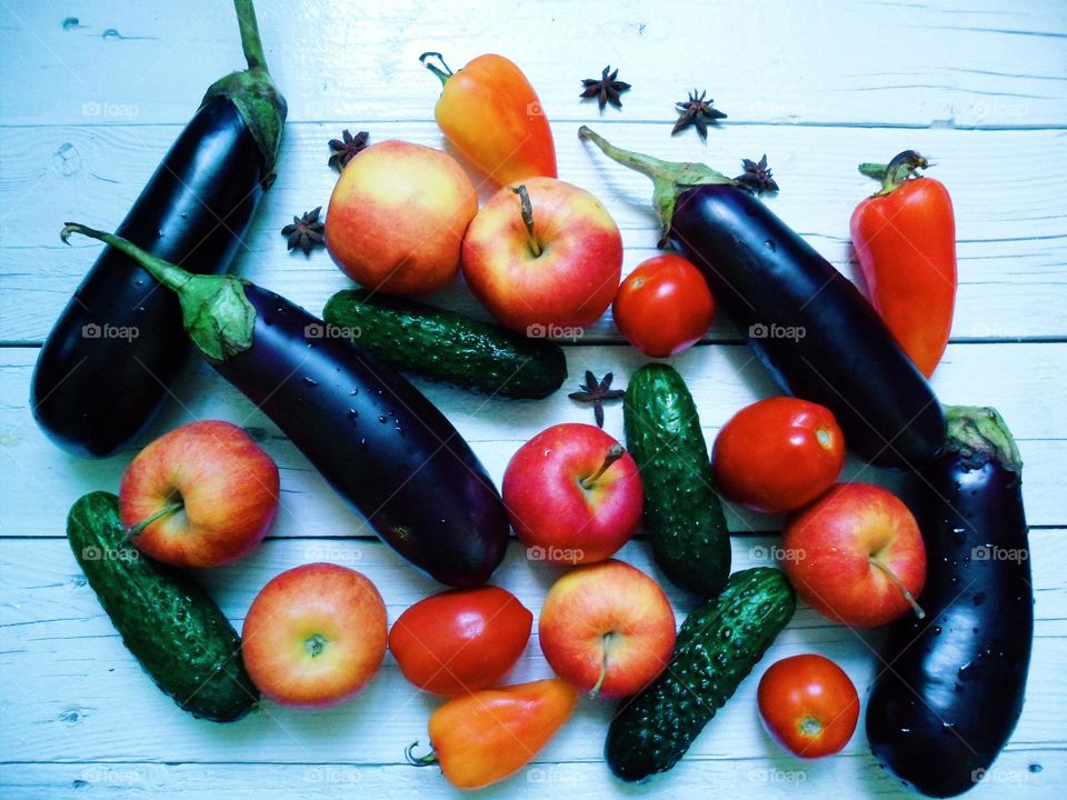 Vegetables on a white background