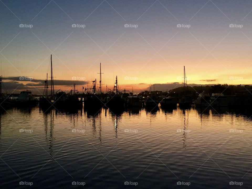 The sunset over the fishing fleet