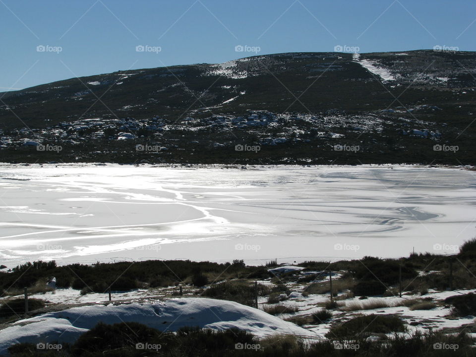 Scenic view of frozen lake