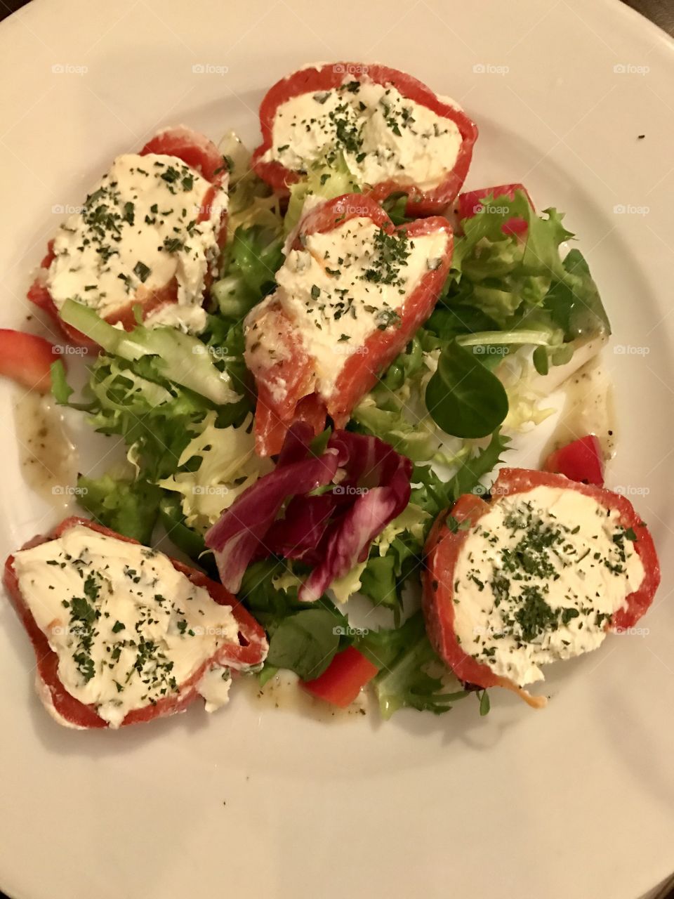 Stuffed peppers with soft cheese and herbs 