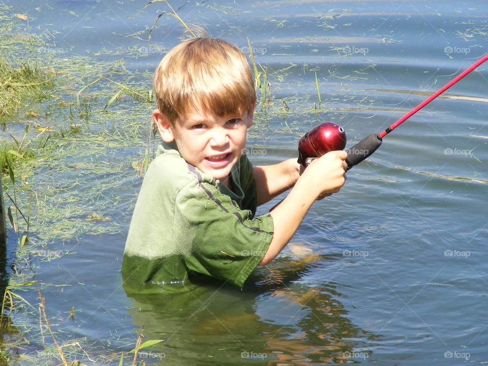 He fell in and is not happy about it!