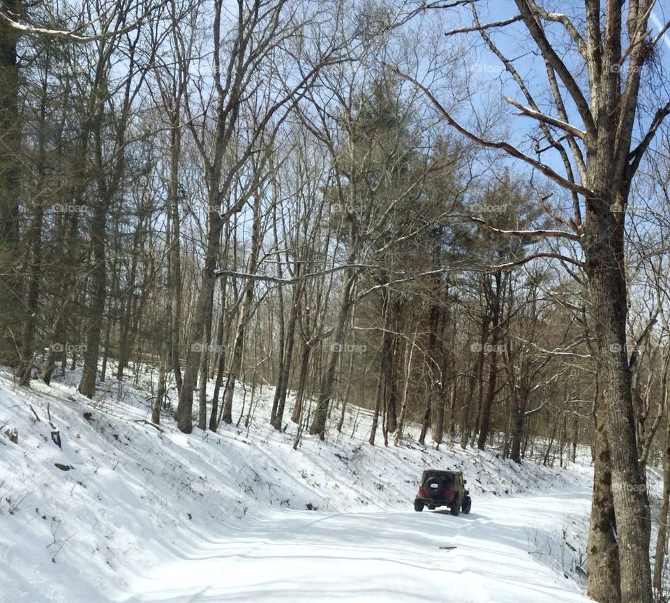 Jeep on a snowy road