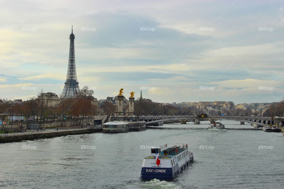 Boat in the Senna river,Paris