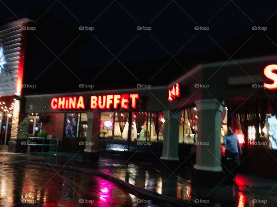 King’s bowling alley in Orlando Florida at night in the rain