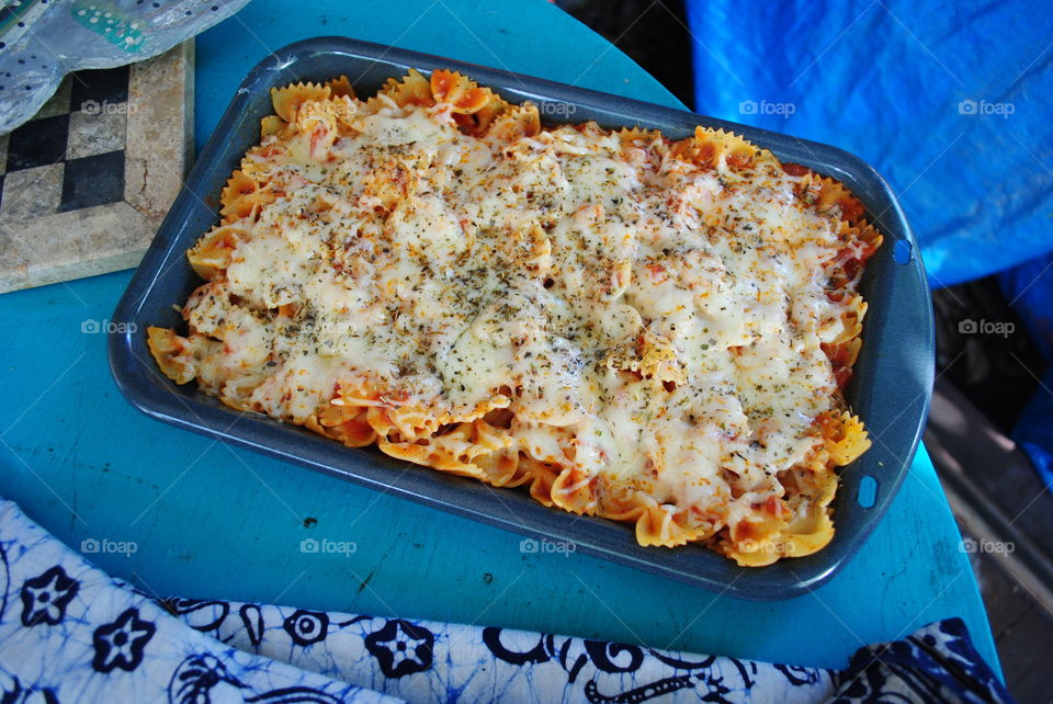 High angle view of pasta