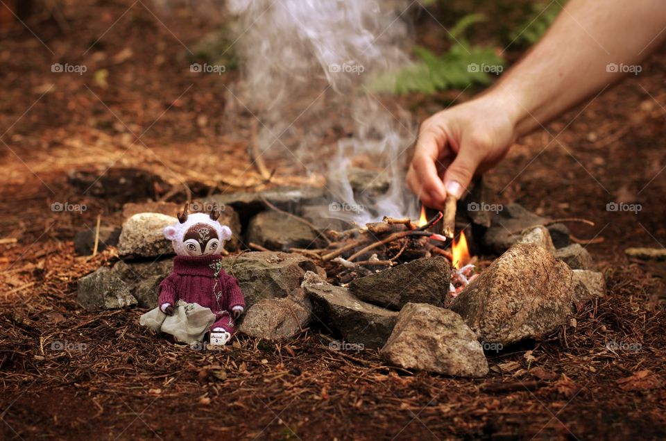 Campfire gatherings on a hike in the mountains by the river.