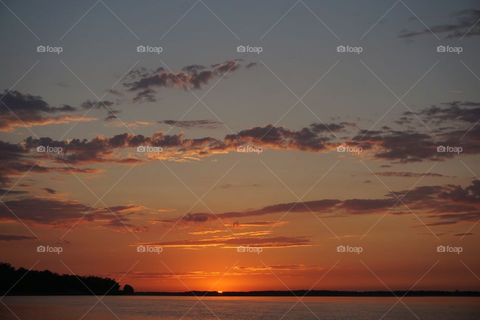 sunset on Volga river. Svetlij Yar