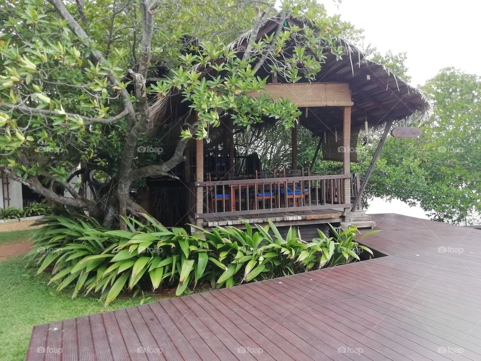 Sitting and dine in areas by the side of the lagoon