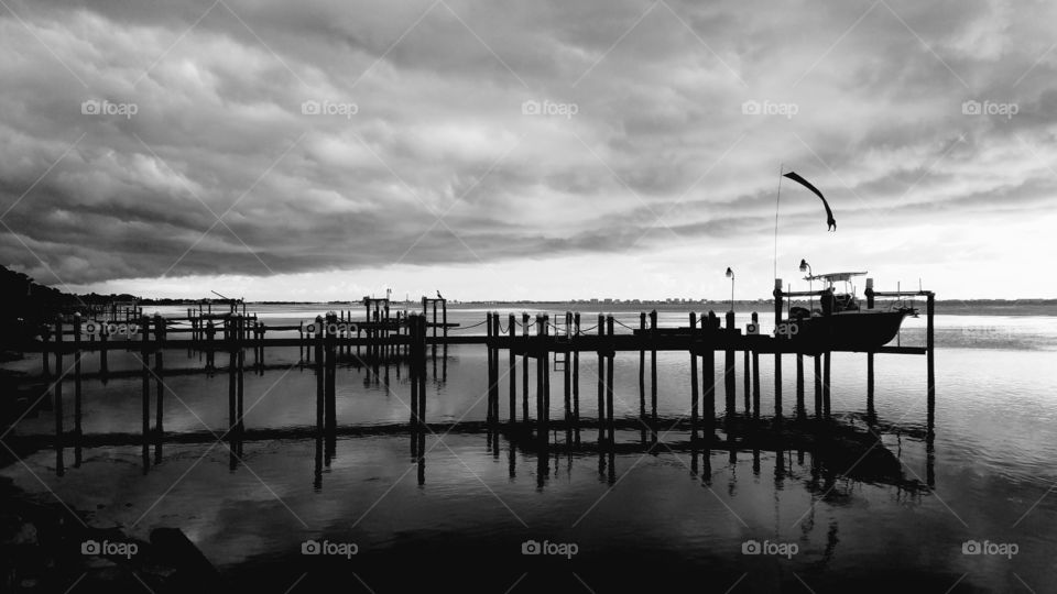 Black & White sunset over Sarasota Bay in Florida