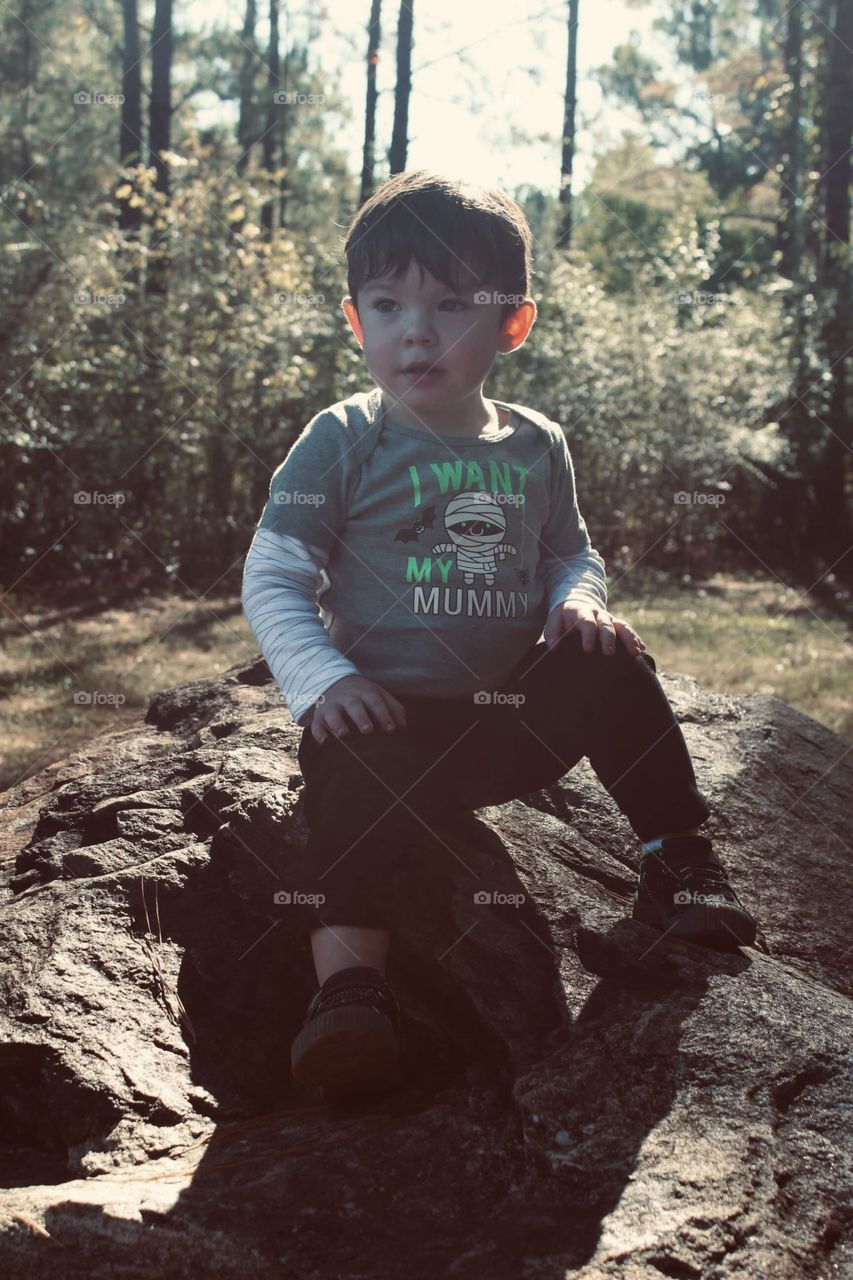 Toddler enjoying a fall day