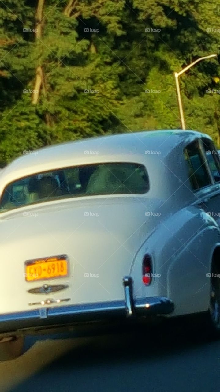 The bride and the groom. Driving  in New York City, took a picture