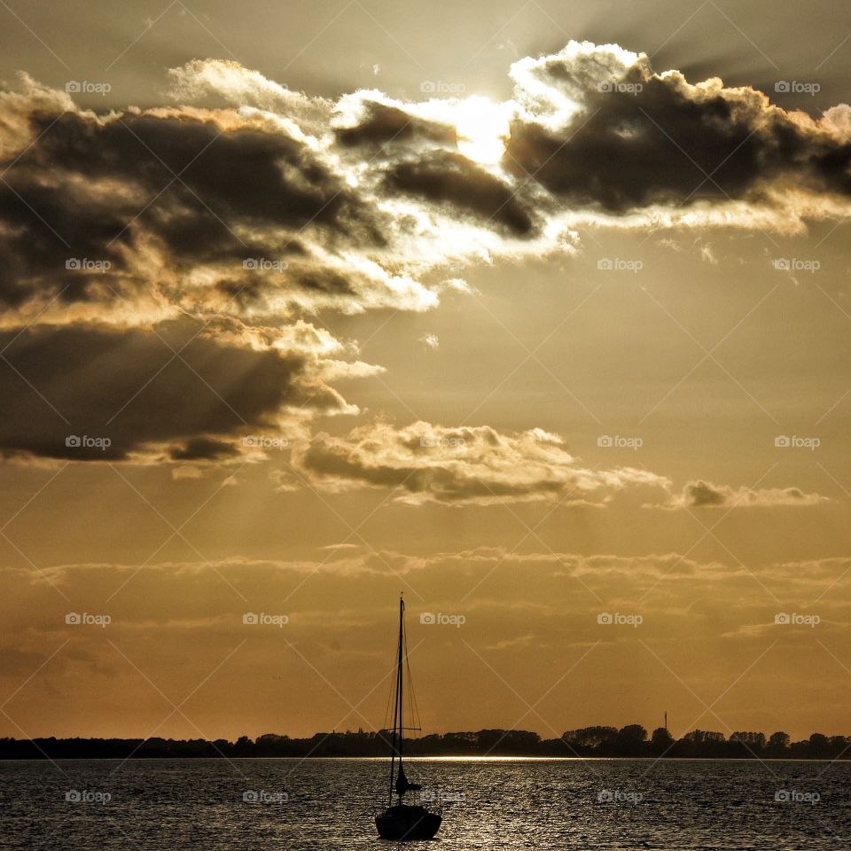 Sailboat in sunset