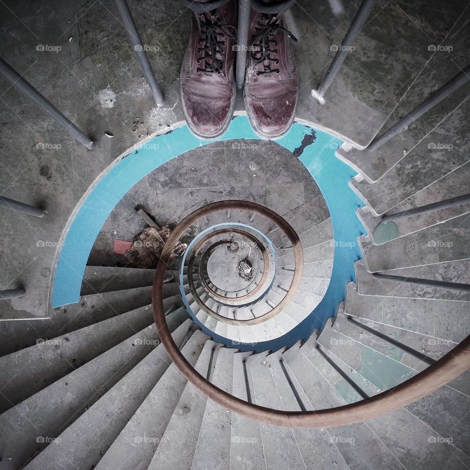 High angle view of staircases