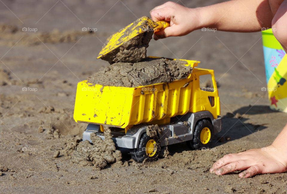 Yellow toy truck