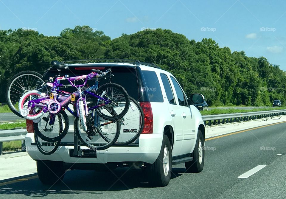 Family car heading for adventure 