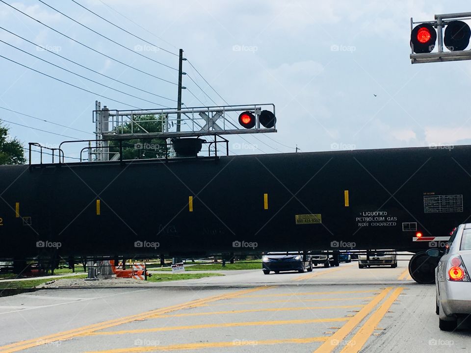 Train at a railroad crossing in Florida 