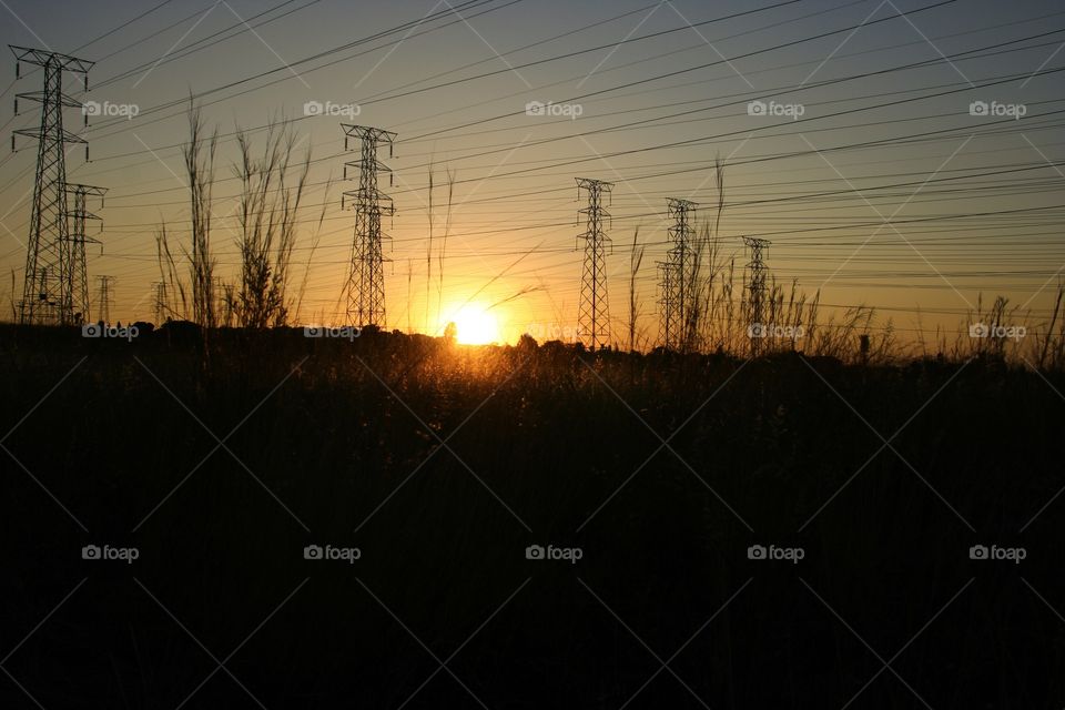 Sunset! How beautiful is this sunset? The contrast with the silhouette of the power lines is striking