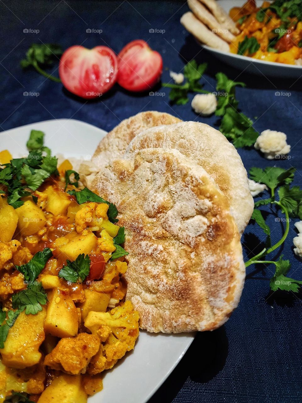 Aloo Gobi with homemade naan