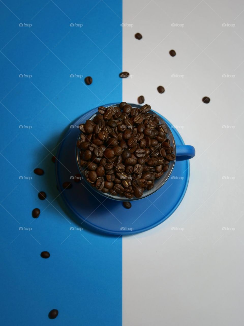 Coffee cup and coffee beans