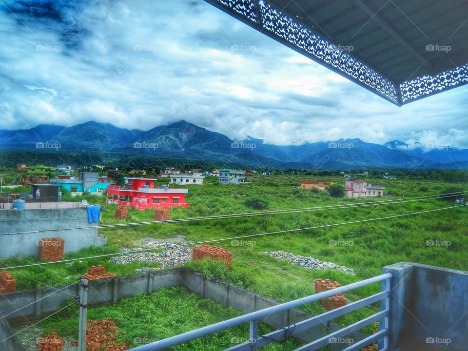 clouds and mountains from the window