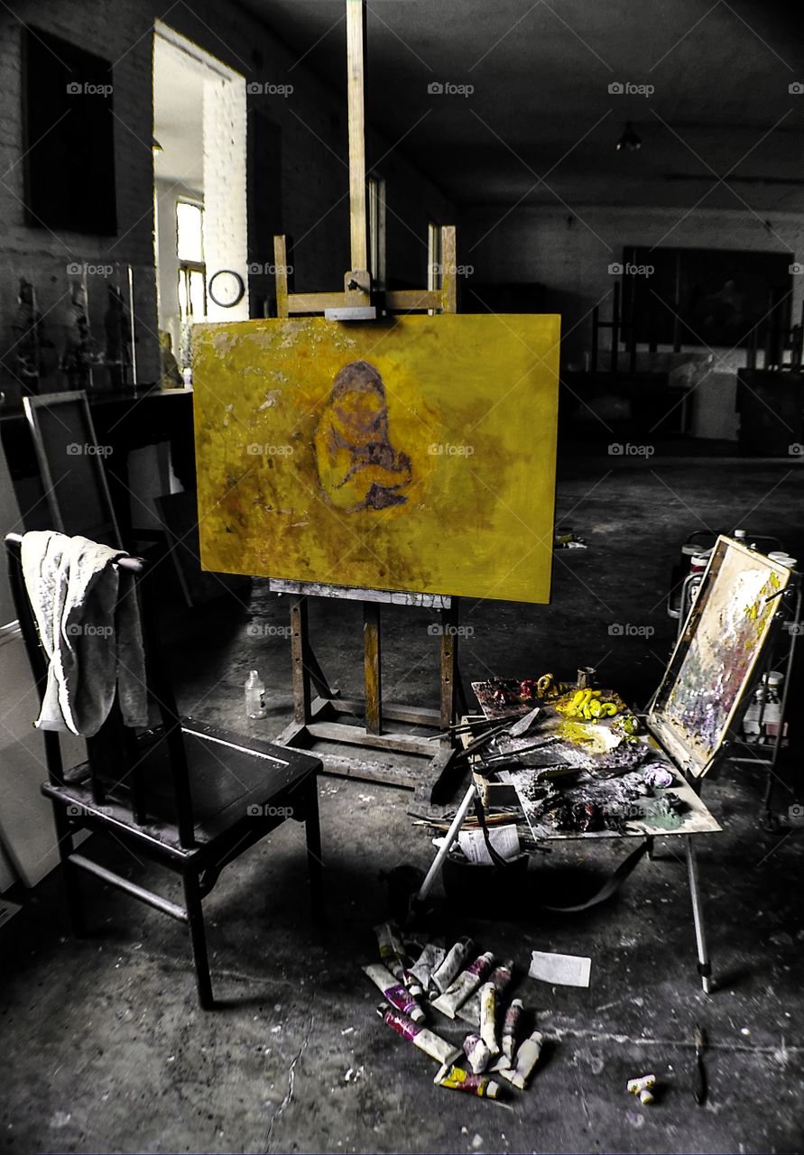 A painter's work in progress.