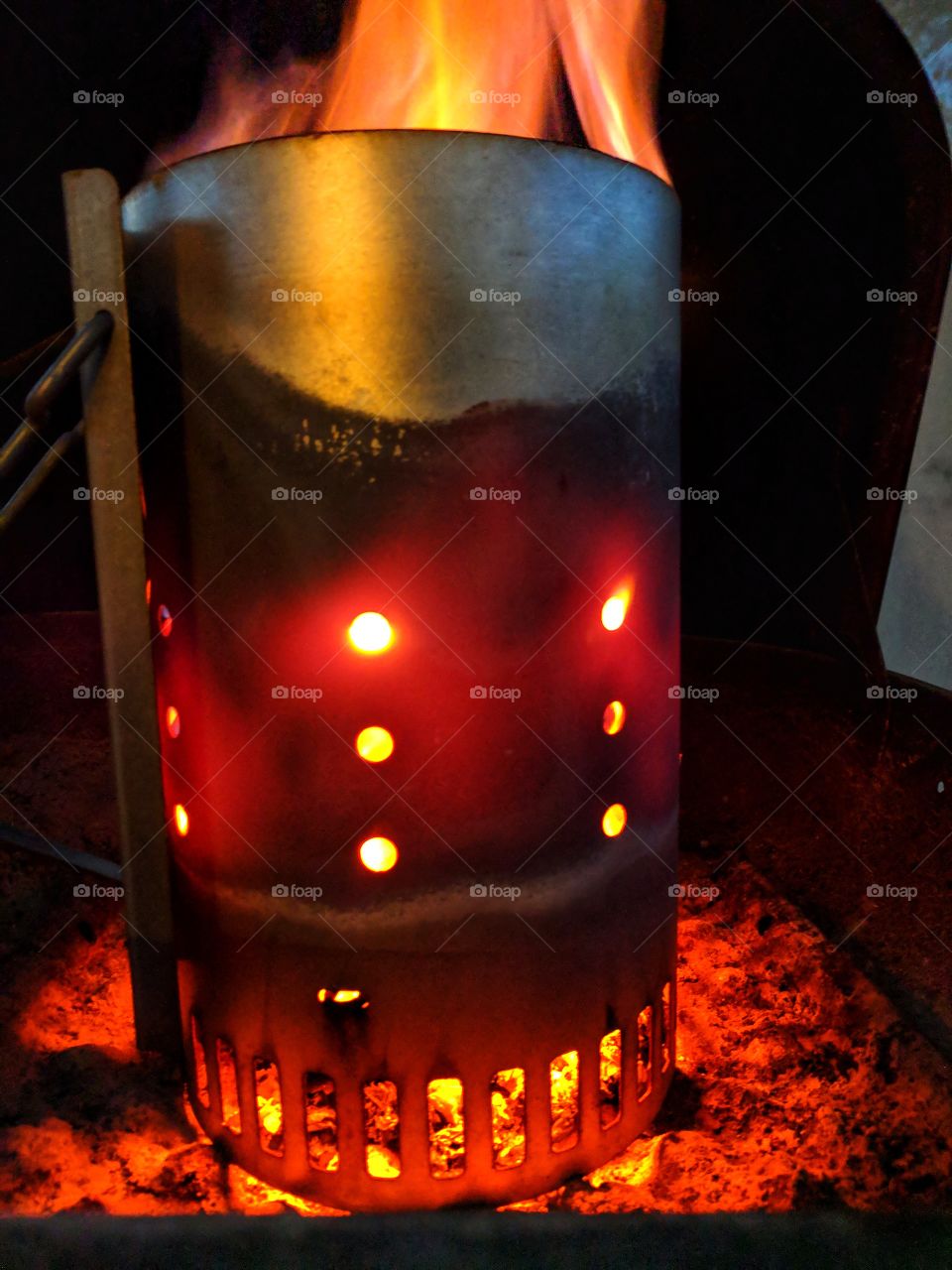 Getting the grill ready for dinner