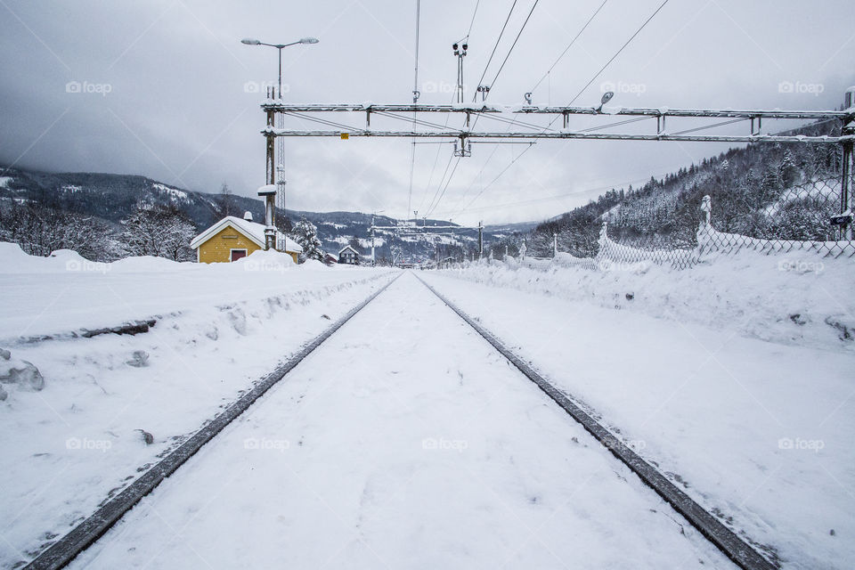 Train tacks in a small town in Norway 