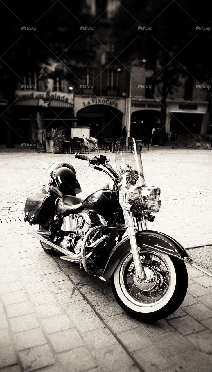 Black Harley Davidson in Reims France